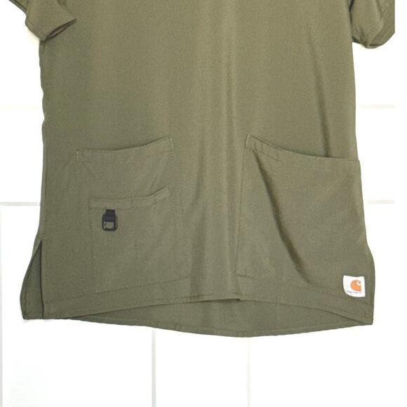 Carhartt Force Women’s Cross Flex V-Neck Scrub Top C12110 Olive Green Size S - Picture 3 of 8